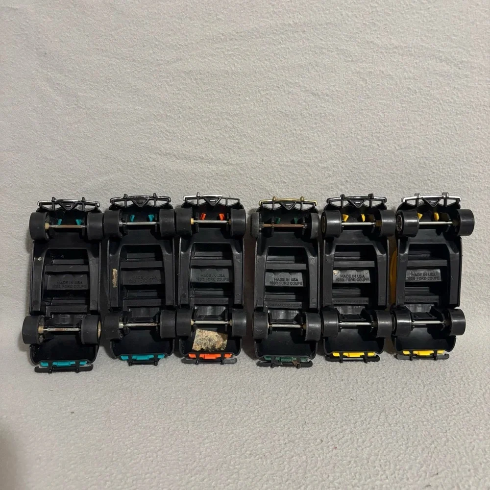 Lot of 6 Vtg. Strombecker 1936 Ford Coupe Plastic Toy Cars made in USA